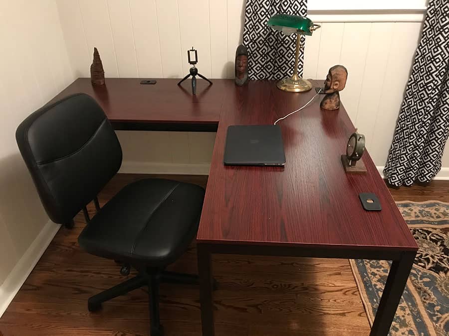 minimal l shaped home office desk from Amazon