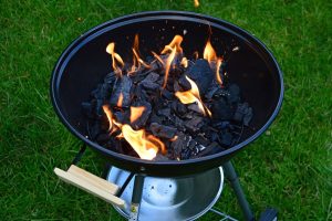 Grill with charcoal outside the garden