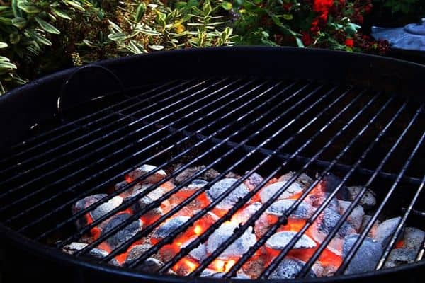 Grill with charcoals