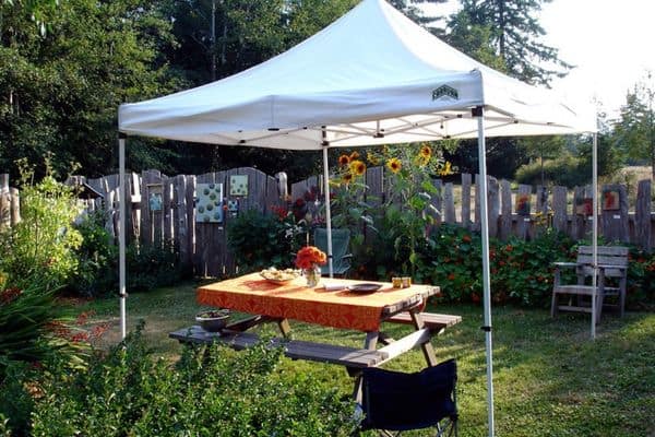 Canopy tent outside the house