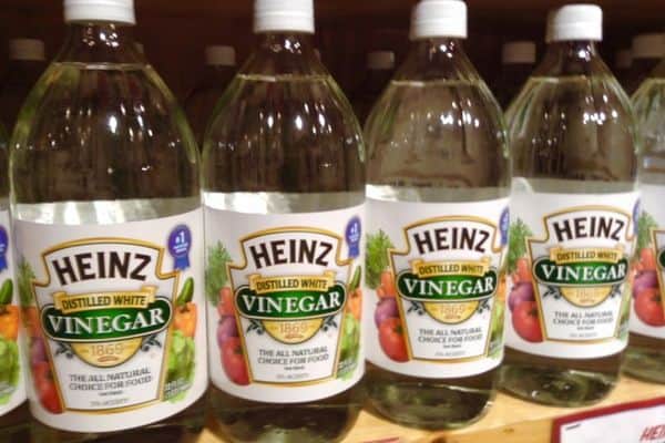 Heinz distilled white vinegar in storage shelves
