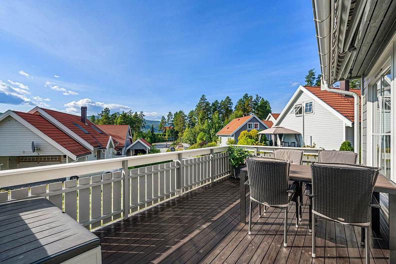 back deck with a blue sky