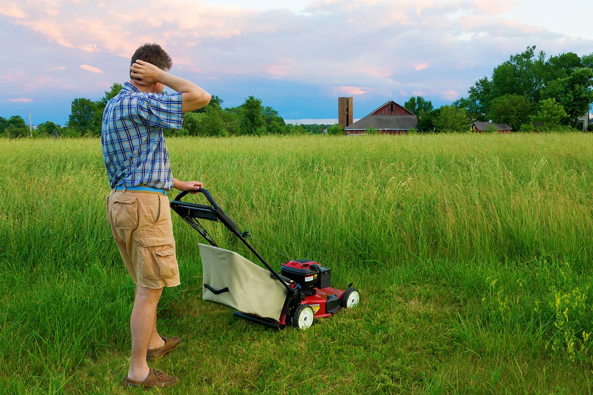 guy mowing tall grass