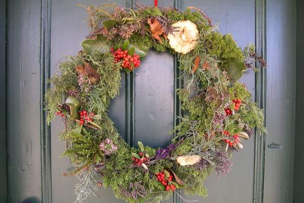 Wreath hanging on the door