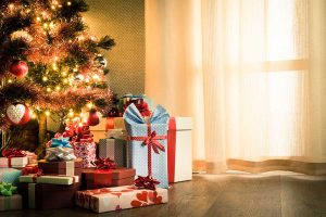 christmas tree by window