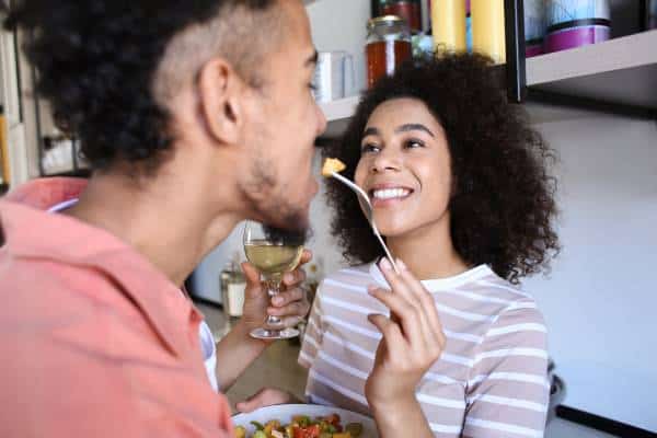 Man tasting food