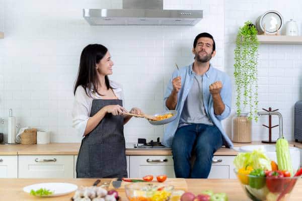 Romantic couple at the kitchen