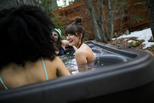 womain in hot tub stock image2